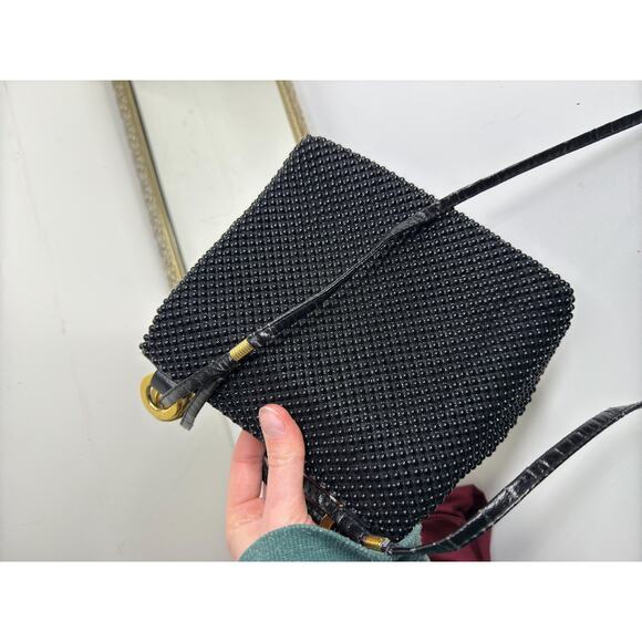 Vintage Bags by Marla Black Beaded Evening Bag and Gold Metal - Picture 6 of 10